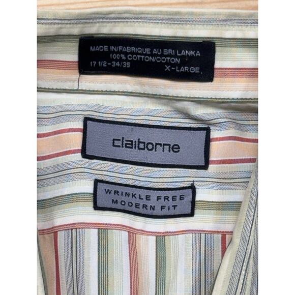 Claiborne Striped Green Wrinkle Free Modern Fit Men’s Size XL - Picture 9 of 10